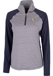 Cutter and Buck Marquette Golden Eagles Womens Navy Blue Forge Tonal Stripe 1/4 Zip Pullover