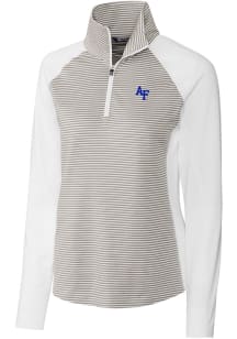 Cutter and Buck Air Force Falcons Womens White Forge Tonal Stripe 1/4 Zip Pullover
