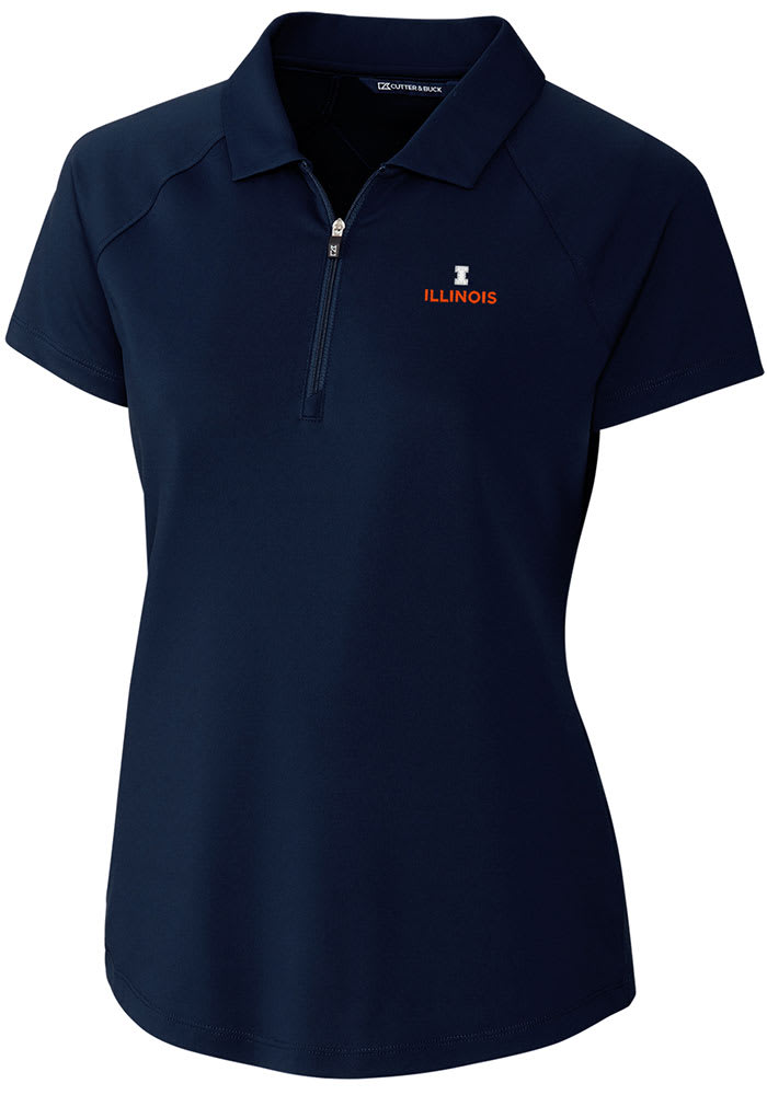 Cutter and Buck Illinois Fighting Illini Womens Navy Blue Forge Short Sleeve Polo Shirt