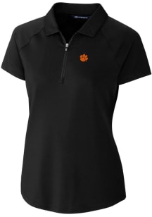Cutter and Buck Clemson Tigers Womens Black Forge Short Sleeve Polo Shirt