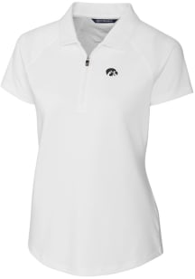 Cutter and Buck Iowa Hawkeyes Womens White Forge Short Sleeve Polo Shirt