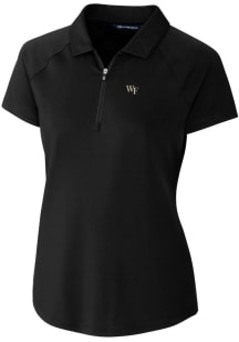 Cutter and Buck Wake Forest Demon Deacons Womens Black Forge Short Sleeve Polo Shirt