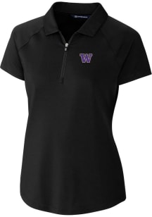 Cutter and Buck Washington Huskies Womens Black Forge Short Sleeve Polo Shirt