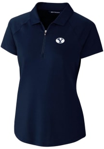 Cutter and Buck BYU Cougars Womens Navy Blue Forge Short Sleeve Polo Shirt