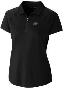 Cutter and Buck Colorado Buffaloes Womens Black Forge Short Sleeve Polo Shirt