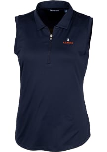Cutter and Buck Illinois Fighting Illini Womens Navy Blue Forge Polo Shirt