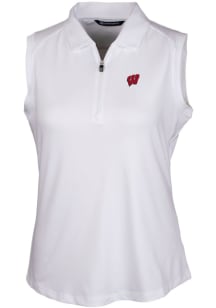 Cutter and Buck Wisconsin Badgers Womens White Forge Polo Shirt