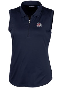 Cutter and Buck Fresno State Bulldogs Womens Navy Blue Forge Polo Shirt