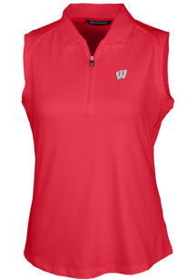 Cutter and Buck Wisconsin Badgers Womens Red Forge Polo Shirt