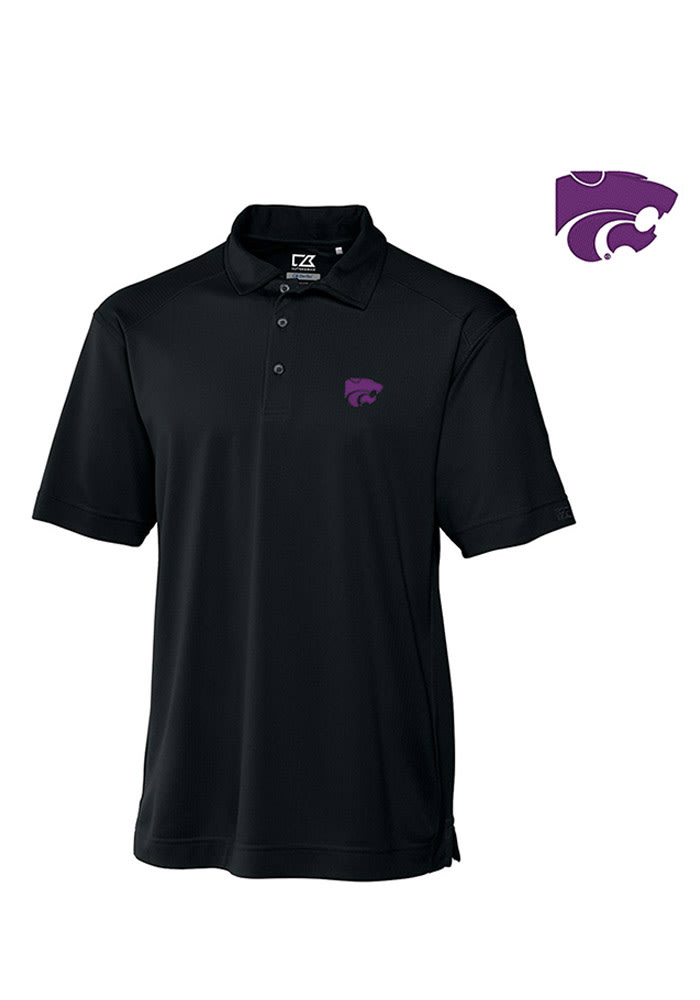 Cutter and Buck K-State Wildcats Mens Black Genre Short Sleeve Polo