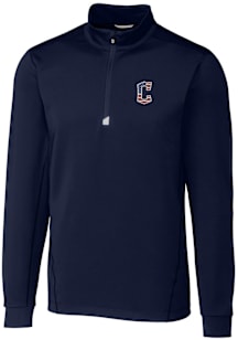 Cutter and Buck Cleveland Guardians Mens Navy Blue Traverse Stretch Big and Tall Qtr Zip