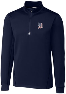 Cutter and Buck Detroit Tigers Mens Navy Blue Traverse Stretch Big and Tall 1/4 Zip Pullover