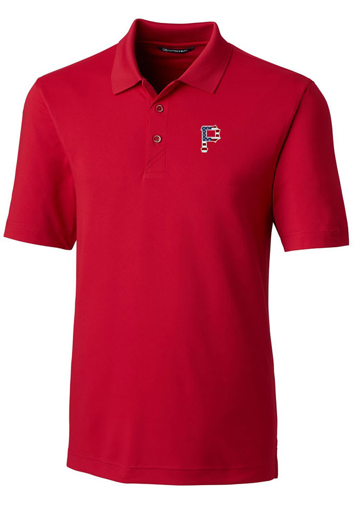 Cutter and Buck Pittsburgh Pirates Mens Red Forge Big and Tall Polos Shirt