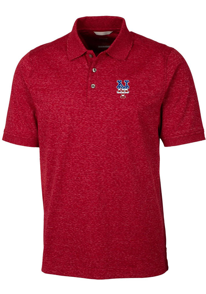 Cutter and Buck New York Mets Mens Red Space Dye Big and Tall Polos Shirt