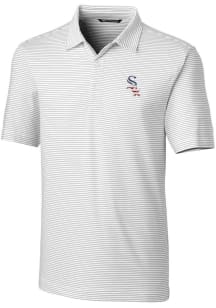 Cutter and Buck Chicago White Sox White Americana Forge Pencil Stripe Big and Tall Polo