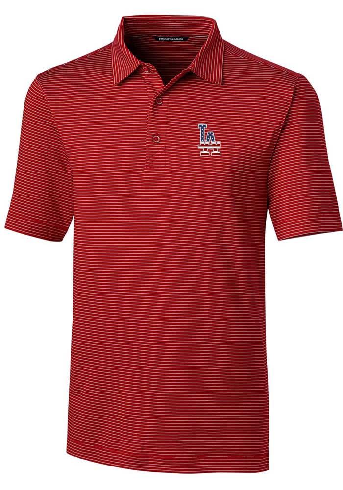 Los Angeles Dodgers Cutter & Buck Pike Double Dot Print Stretch Mens Polo