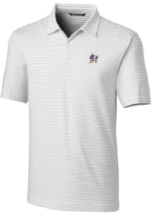 Cutter and Buck Miami Marlins White Americana Forge Pencil Stripe Big and Tall Polo