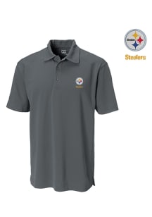 Cutter and Buck Pittsburgh Steelers Mens Dark Grey Genre Short Sleeve Polo
