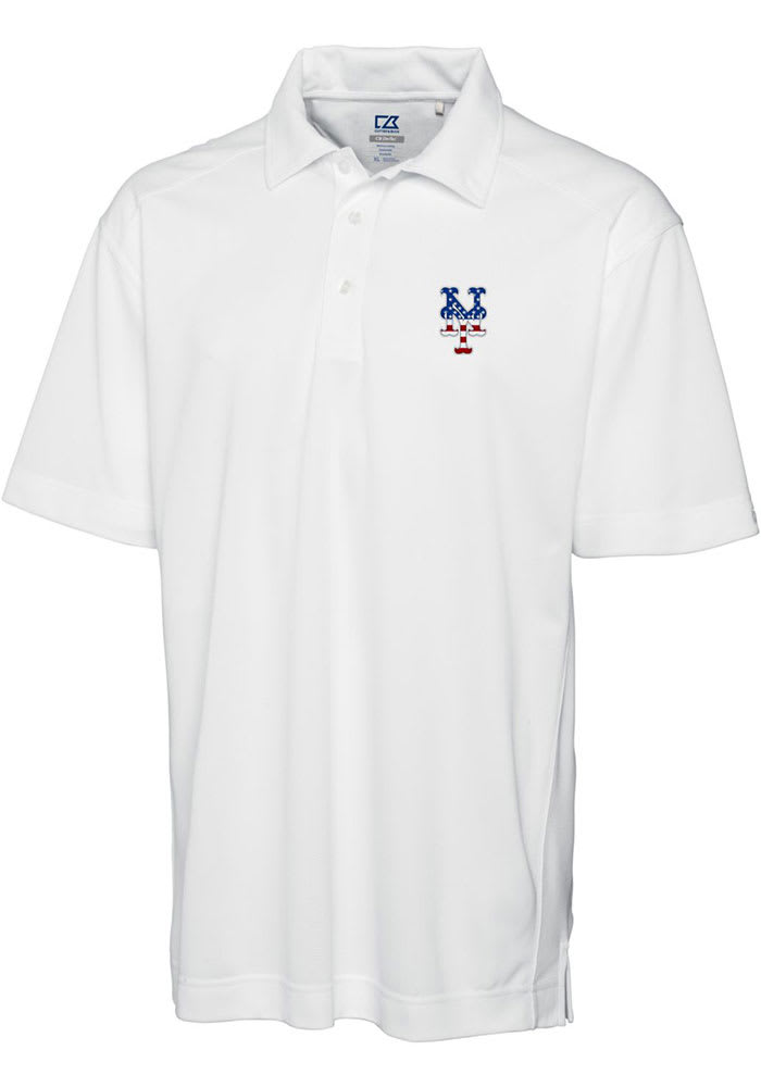 Cutter and Buck New York Mets Mens White Genre Big and Tall Polos Shirt