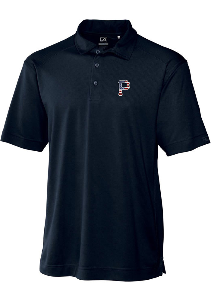 Cutter and Buck Pittsburgh Pirates Mens Navy Blue Genre Big and Tall Polos Shirt