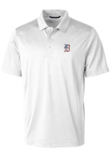 Cutter and Buck Detroit Tigers Mens White Prospect Textured Big and Tall Polos Shirt