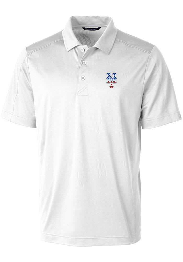 Cutter and Buck New York Mets Mens White Prospect Textured Big and Tall Polos Shirt