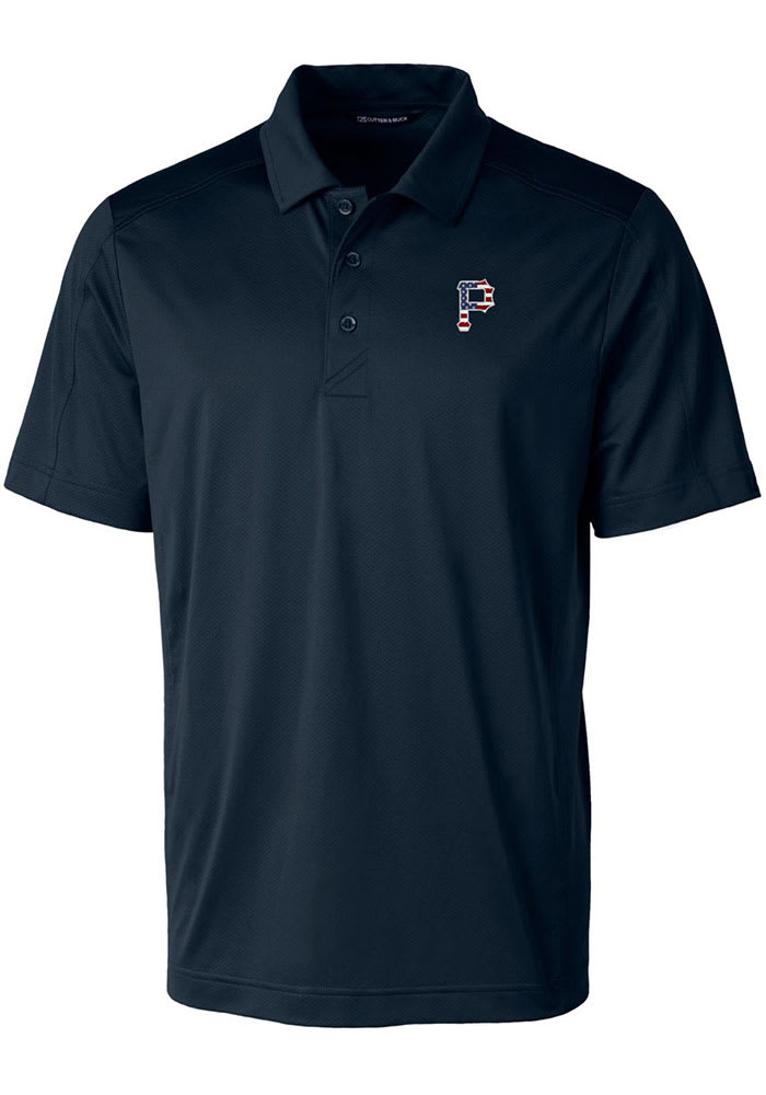 Cutter and Buck Pittsburgh Pirates Mens Navy Blue Prospect Textured Big and Tall Polos Shirt