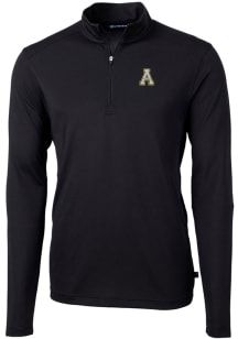 Cutter and Buck Appalachian State Mountaineers Mens Black Virtue Eco Pique Long Sleeve 1/4 Zip P..