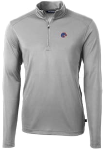 Cutter and Buck Boise State Broncos Mens Grey Virtue Eco Pique Long Sleeve 1/4 Zip Pullover