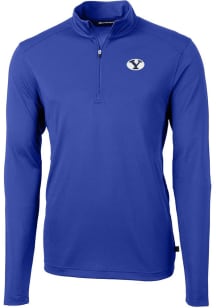 Cutter and Buck BYU Cougars Mens Blue Virtue Eco Pique Long Sleeve 1/4 Zip Pullover