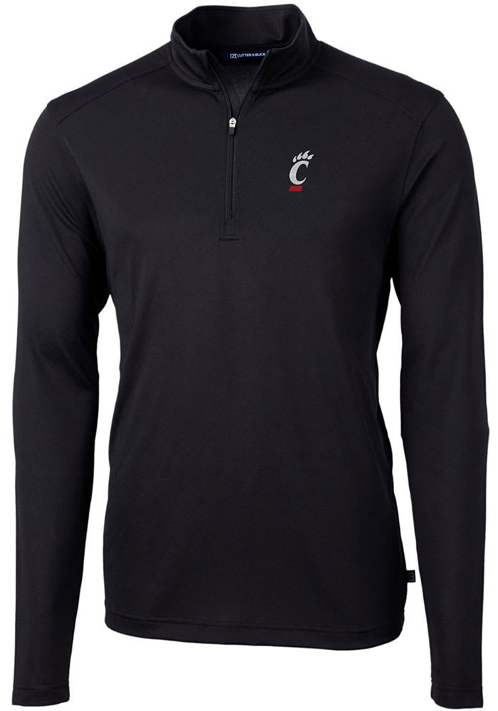 Cutter and Buck Cincinnati Bearcats Mens Virtue Eco Pique Long Sleeve Qtr Zip Pullover