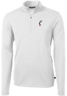 Cutter and Buck Cincinnati Bearcats Mens White Virtue Eco Pique Long Sleeve Qtr Zip Pullover