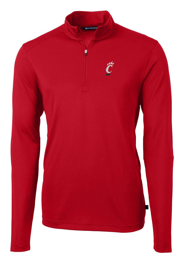 Cutter and Buck Cincinnati Bearcats Mens Virtue Eco Pique Long Sleeve Qtr Zip Pullover