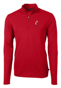 Mens Cincinnati Bearcats Red Cutter and Buck Virtue Eco Pique Qtr Zip Pullover