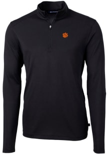 Cutter and Buck Clemson Tigers Mens Black Virtue Eco Pique Long Sleeve 1/4 Zip Pullover