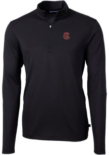 Cutter and Buck Cornell Big Red Mens Black Virtue Eco Pique Long Sleeve 1/4 Zip Pullover