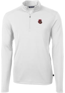 Cutter and Buck Cornell Big Red Mens White Virtue Eco Pique Long Sleeve 1/4 Zip Pullover