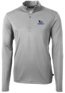 Cutter and Buck Creighton Bluejays Mens Grey Virtue Eco Pique Long Sleeve 1/4 Zip Pullover