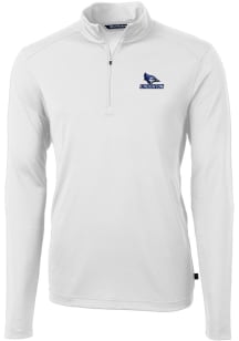 Cutter and Buck Creighton Bluejays Mens White Virtue Eco Pique Long Sleeve 1/4 Zip Pullover