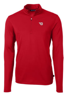 Cutter and Buck Dayton Flyers Mens Red Virtue Eco Pique Long Sleeve 1/4 Zip Pullover