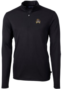 Cutter and Buck East Carolina Pirates Mens Black Virtue Eco Pique Long Sleeve 1/4 Zip Pullover