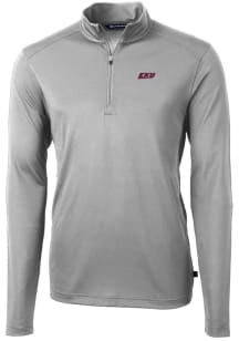 Cutter and Buck Eastern Kentucky Colonels Mens Grey Virtue Eco Pique Long Sleeve 1/4 Zip Pullove..