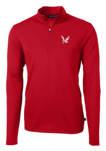 Cutter and Buck Eastern Washington Eagles Mens Red Virtue Eco Pique Long Sleeve 1/4 Zip Pullover
