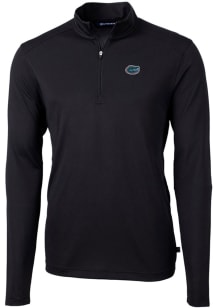 Cutter and Buck Florida Gators Mens Black Virtue Eco Pique Long Sleeve 1/4 Zip Pullover