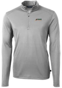 Cutter and Buck Florida A&amp;M Rattlers Mens Grey Virtue Eco Pique Long Sleeve 1/4 Zip Pullover