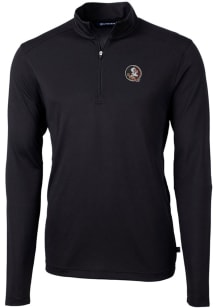 Cutter and Buck Florida State Seminoles Mens Black Virtue Eco Pique Long Sleeve 1/4 Zip Pullover