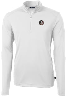 Cutter and Buck Florida State Seminoles Mens White Virtue Eco Pique Long Sleeve 1/4 Zip Pullover
