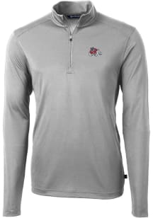 Cutter and Buck Fresno State Bulldogs Mens Grey Virtue Eco Pique Long Sleeve 1/4 Zip Pullover