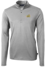 Cutter and Buck George Mason University Mens Grey Virtue Eco Pique Long Sleeve 1/4 Zip Pullover