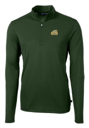 Cutter and Buck George Mason University Mens Green Virtue Eco Pique Long Sleeve 1/4 Zip Pullover